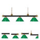 Riviera 3 Light 57 inch Bronze and Satin Gold Billiard Ceiling Light in Green Plastic, 10.4