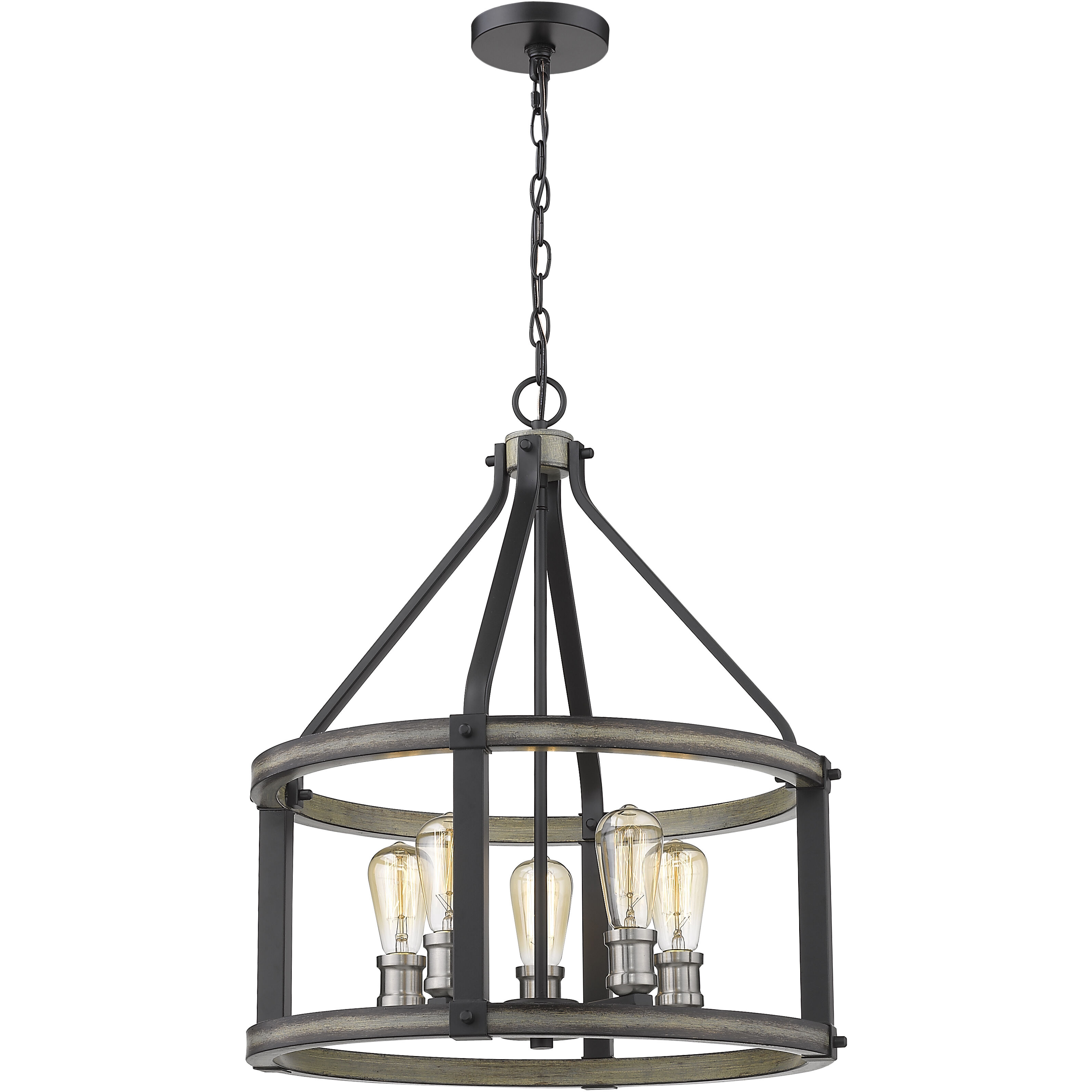 Kirkland 5 Light 20 inch Ashen Barnboard Chandelier Ceiling Light