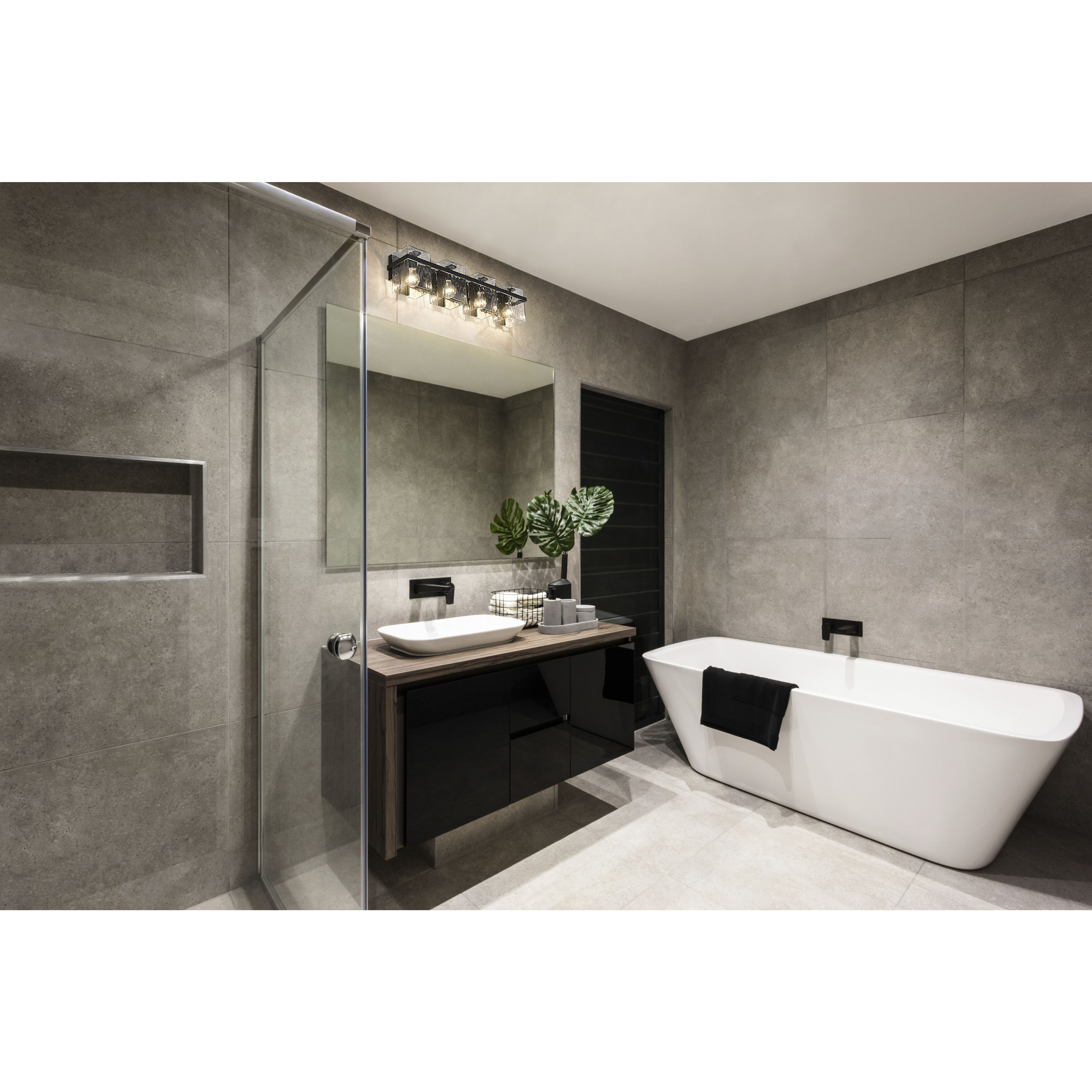 Bennington 4 Light 29.25 inch Matte Black Vanity Wall Light
