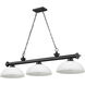 Cordon 3 Light 57.25 inch Matte Black Billiard Ceiling Light in Matte Opal Glass