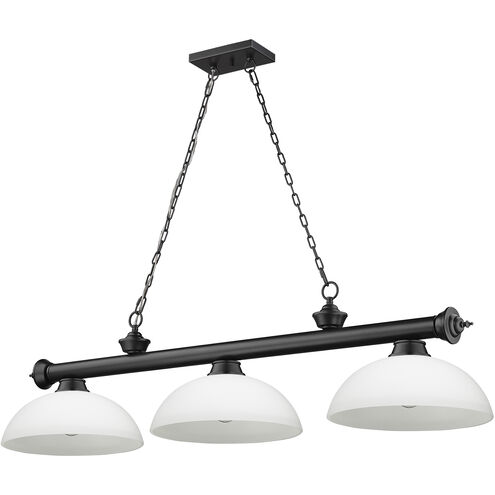 Cordon 3 Light 57.25 inch Matte Black Billiard Ceiling Light in Matte Opal Glass