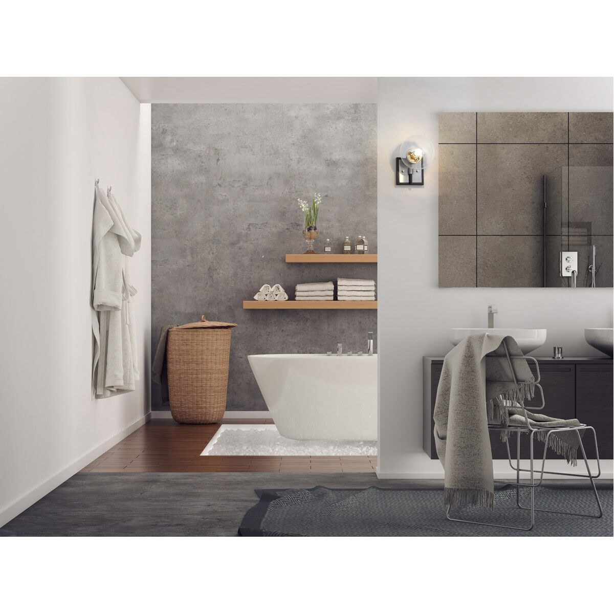 Parsons 1 Light 6 inch Matte Black and Brushed Nickel Wall Sconce Wall Light