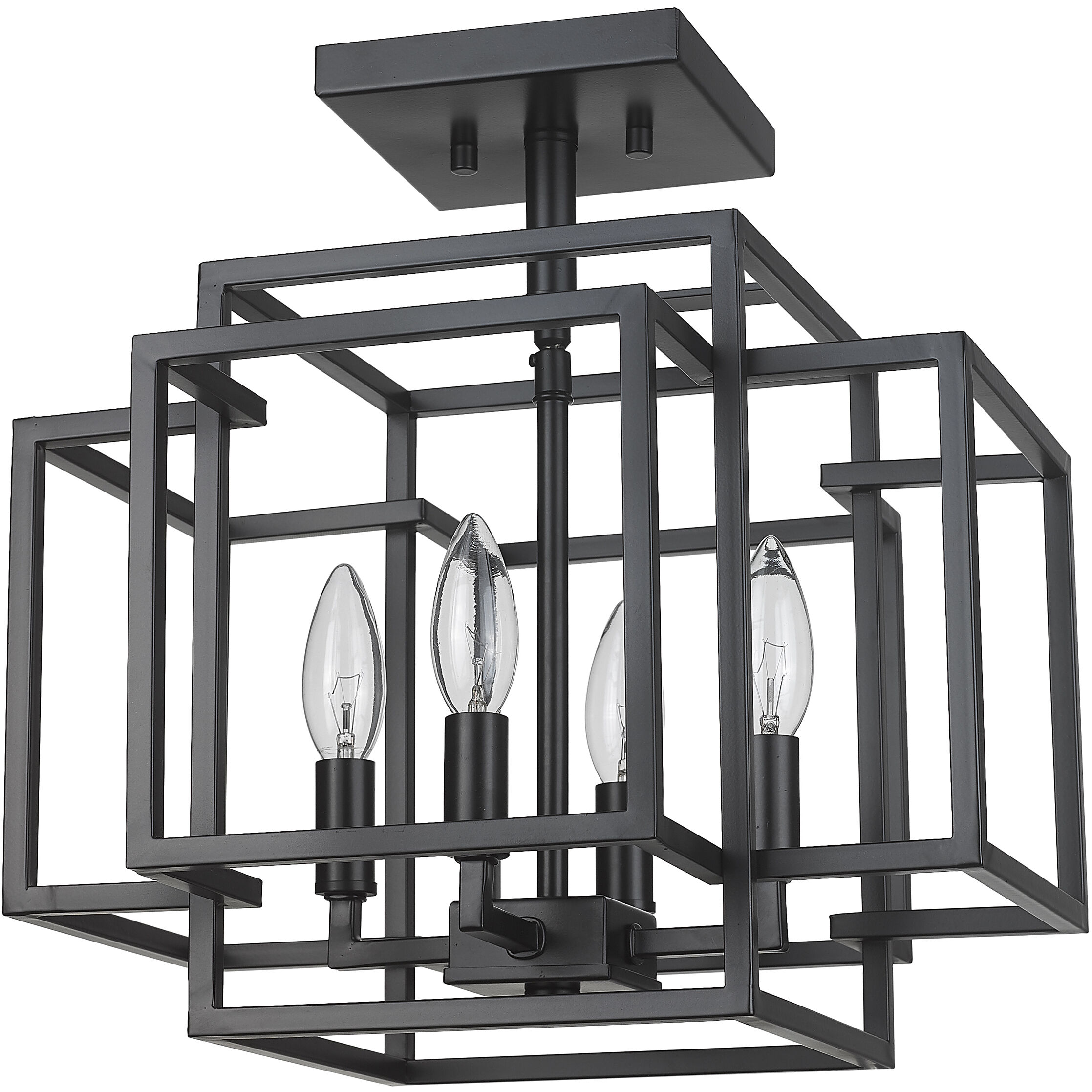 Titania 4 Light 14 inch Matte Black Semi Flush Mount Ceiling Light in 7