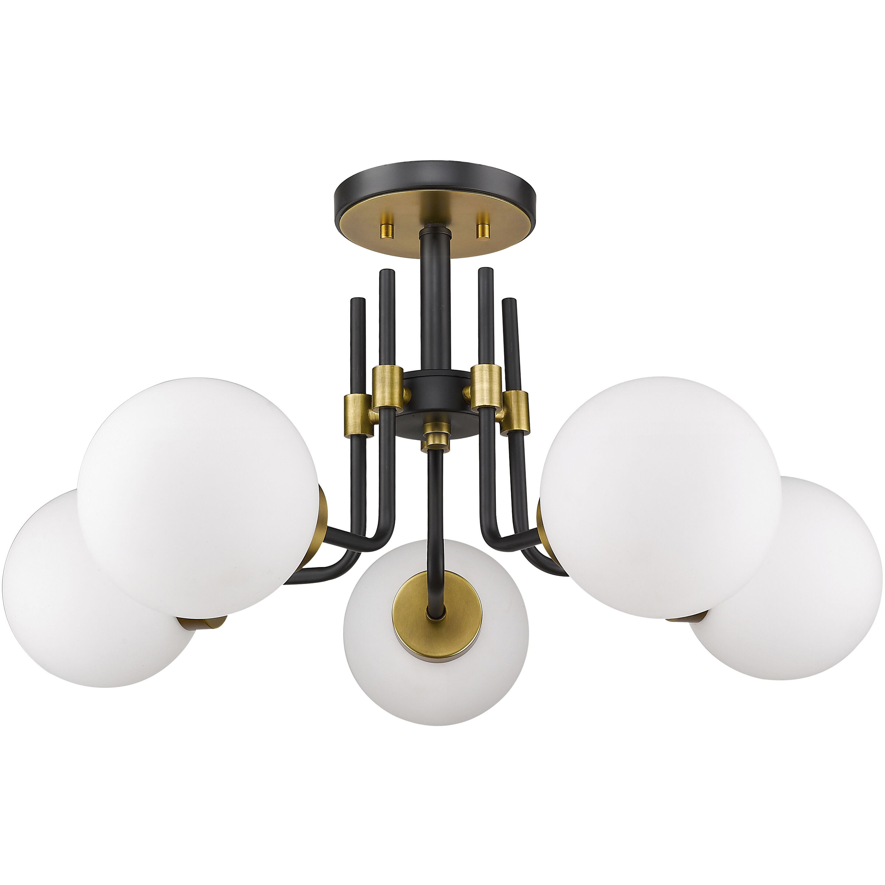 Parsons 5 Light 27 inch Matte Black and Olde Brass Semi Flush Mount Ceiling Light