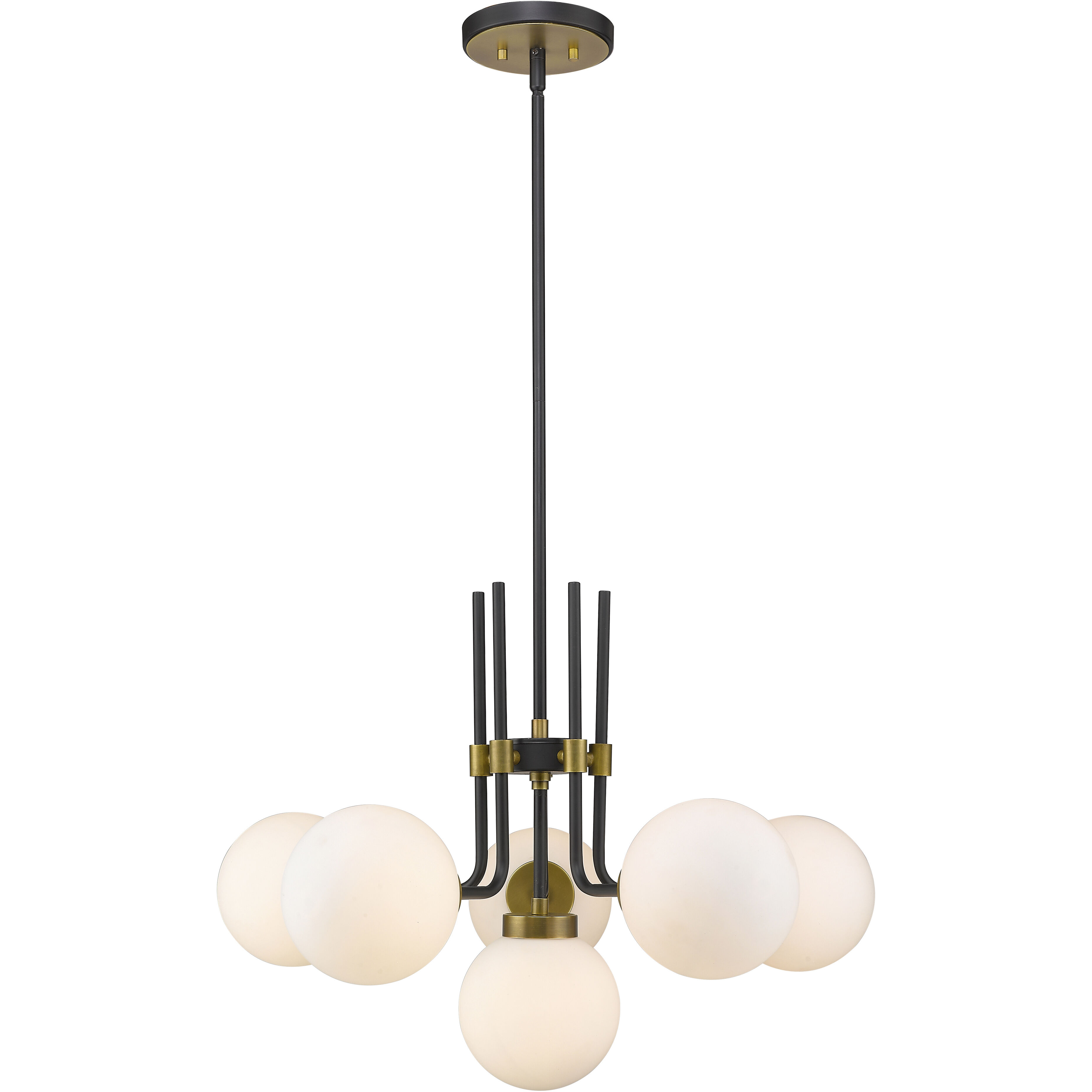 Parsons 6 Light 27 inch Matte Black and Olde Brass Chandelier Ceiling Light