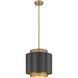 Harlech 1 Light 12.25 inch Bronze and Rubbed Brass Pendant Ceiling Light in Bronze and Brass