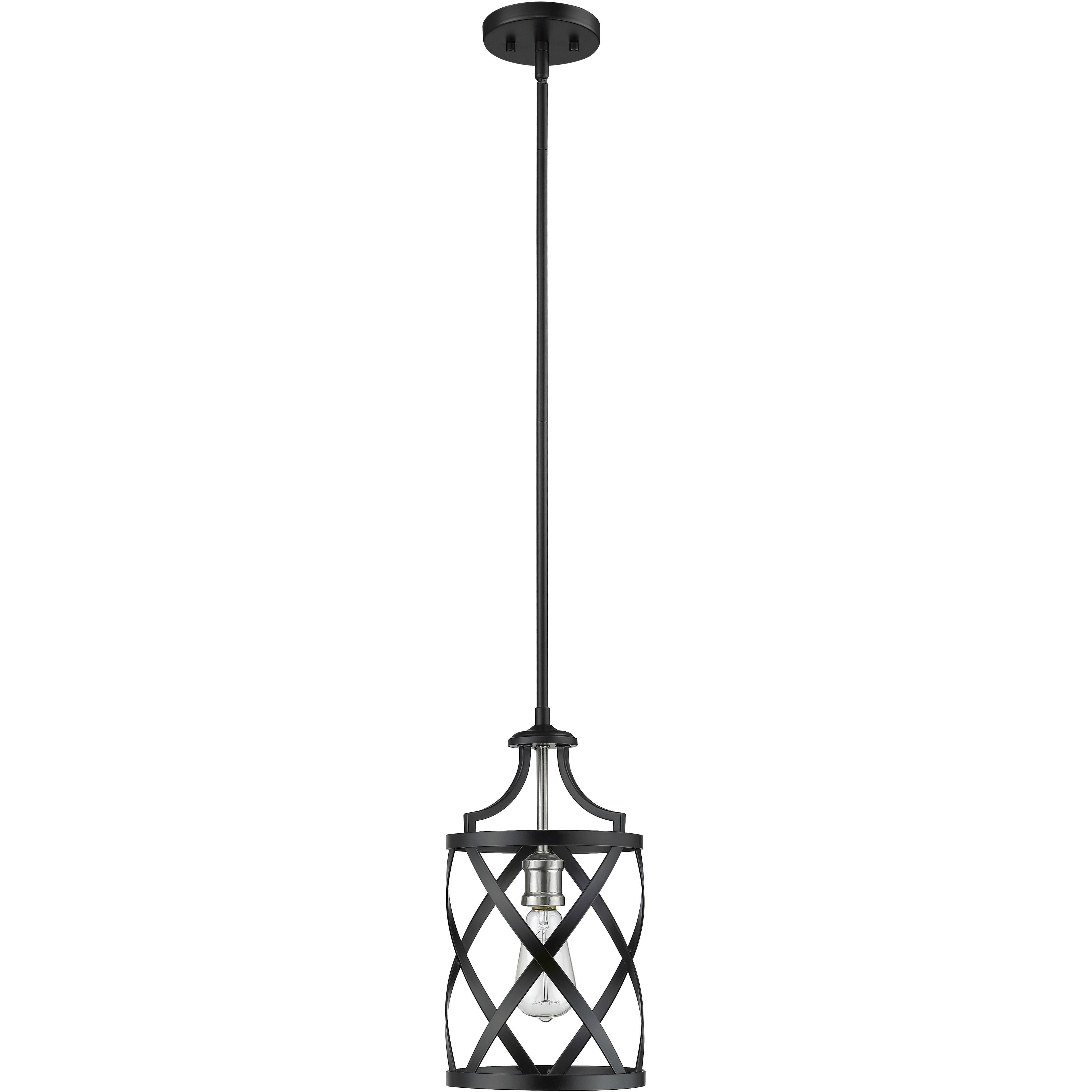 Malcalester 1 Light 8 inch Matte Black and Brushed Nickel Pendant Ceiling Light