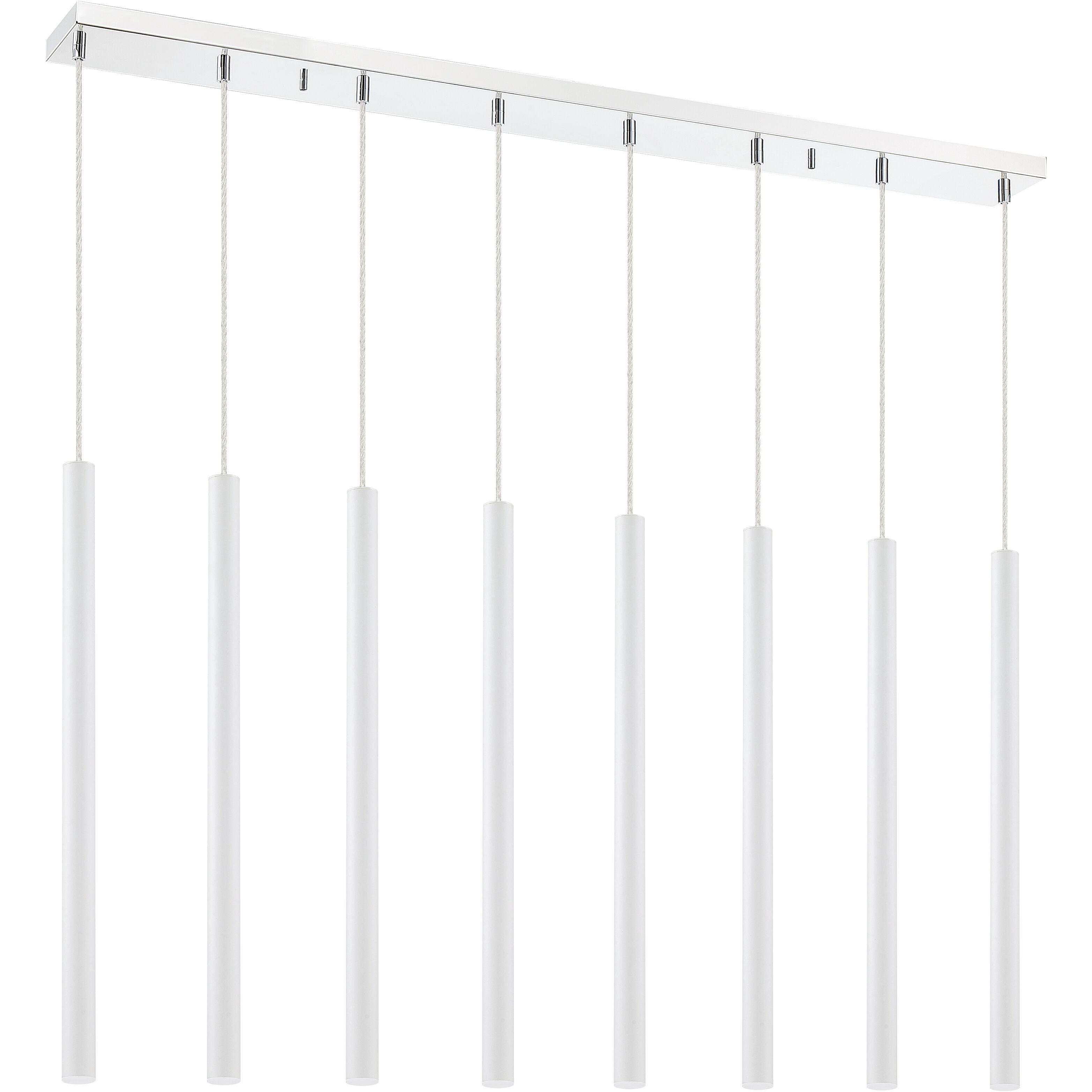 Forest LED 44.25 inch Chrome Linear Chandelier Ceiling Light in 8, 30, Matte White Steel