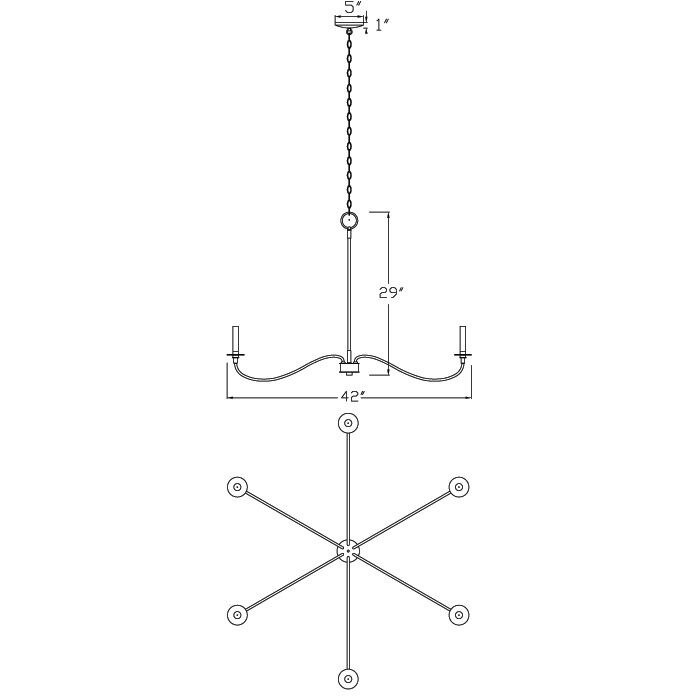 Arrington 6 Light 42 inch Matte Black Chandelier Ceiling Light