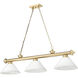 Cordon 3 Light 57.25 inch Heritage Brass Billiard Ceiling Light in White Linen Glass
