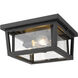 Seoul 3 Light 12 inch Black Outdoor Flush Mount