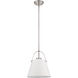 Z-Studio 1 Light 12.5 inch Matte White and Brushed Nickel Pendant Ceiling Light
