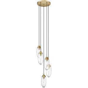 Arden 5 Light 12 inch Rubbed Brass Chandelier Ceiling Light