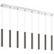 Forest LED 44.25 inch Chrome Linear Chandelier Ceiling Light in 8, Pearl Black Steel, 22