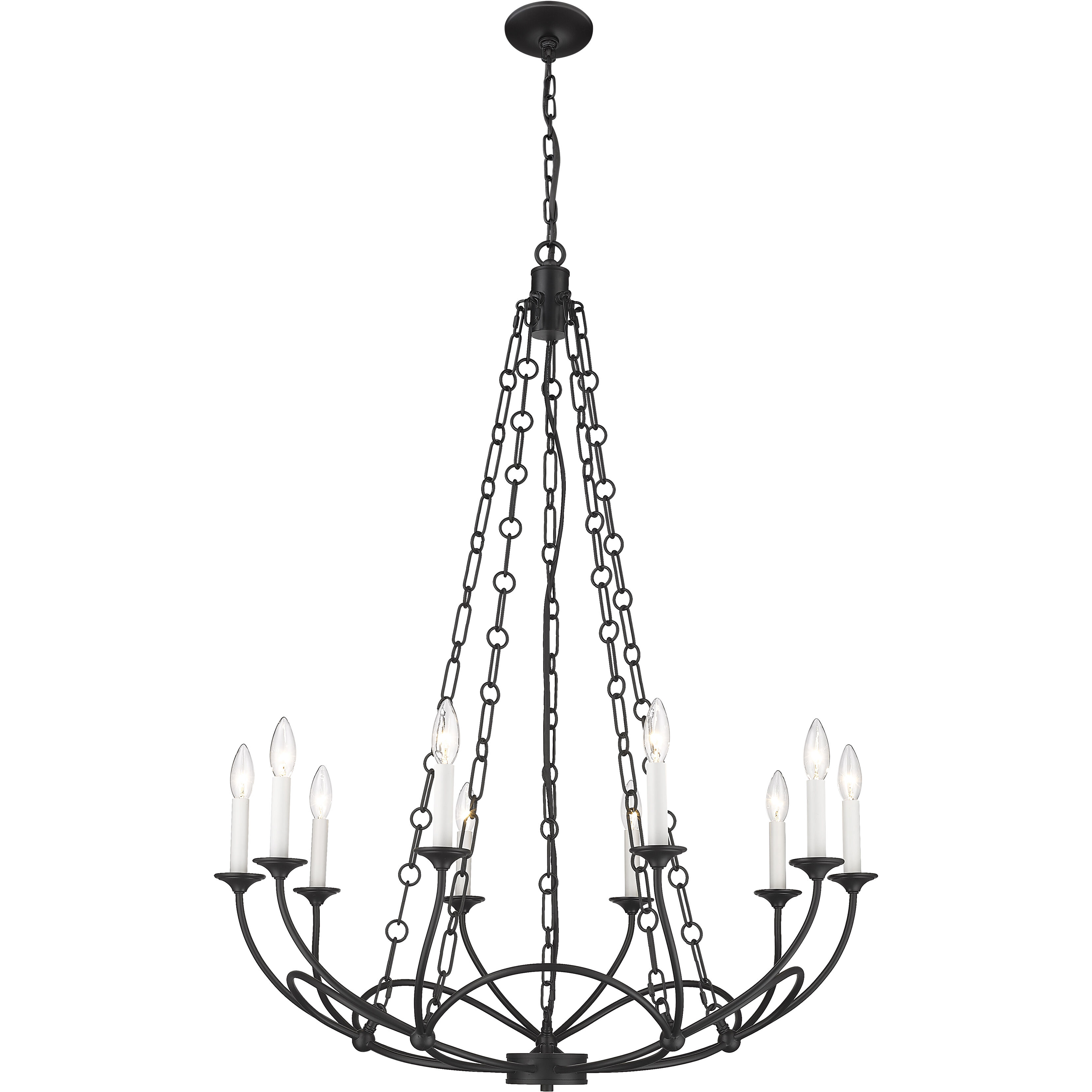 Arabella 10 Light 33 inch Matte Black Chandelier Ceiling Light