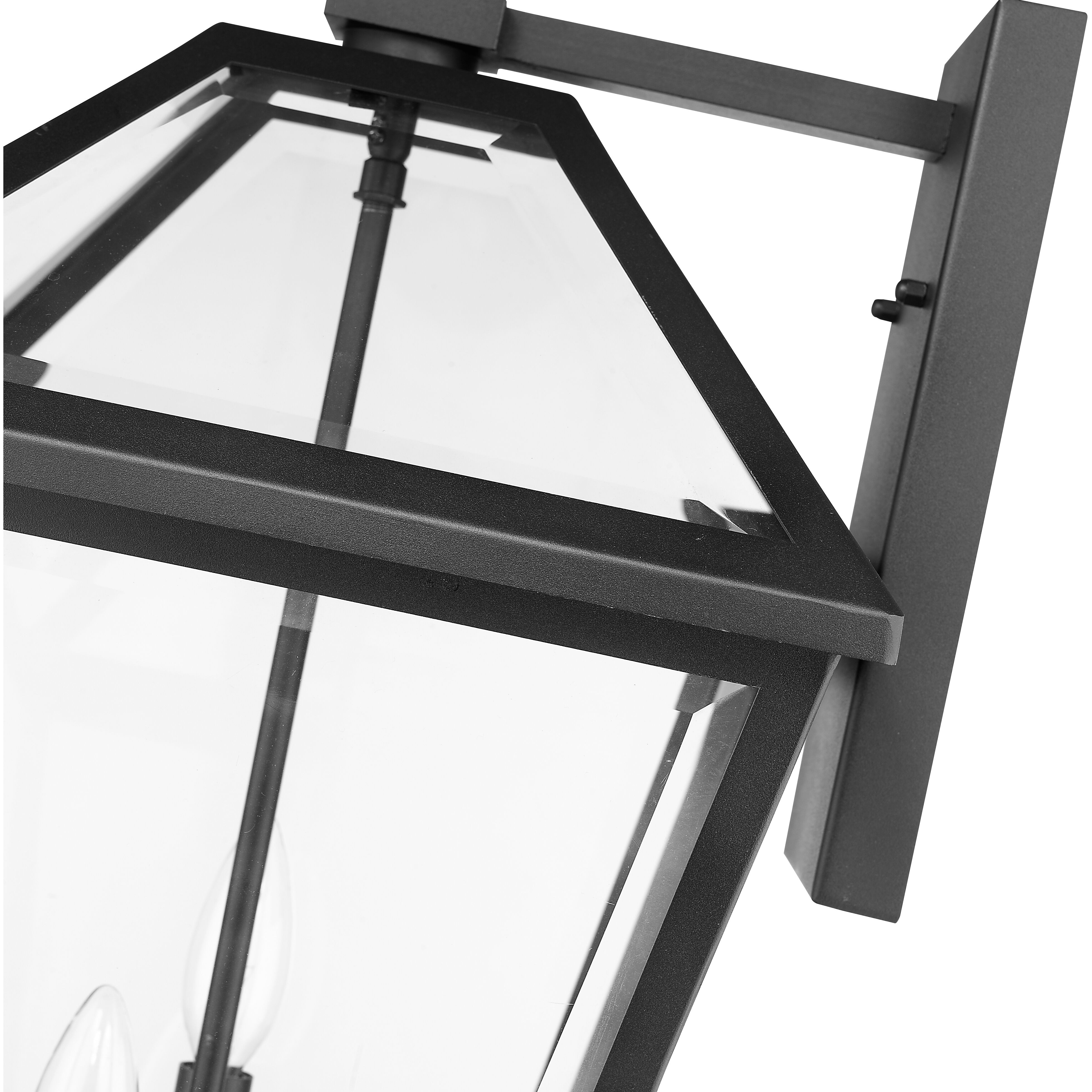 Talbot 3 Light 21.25 inch Black Outdoor Wall Light in Clear Beveled Glass