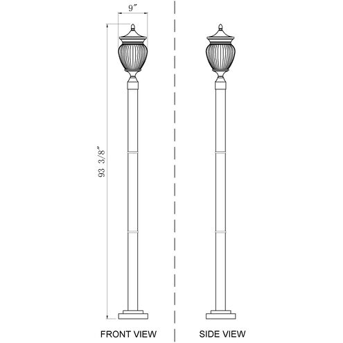 Davina 3 Light 94 inch Black Outdoor Post Mounted Fixture in G9