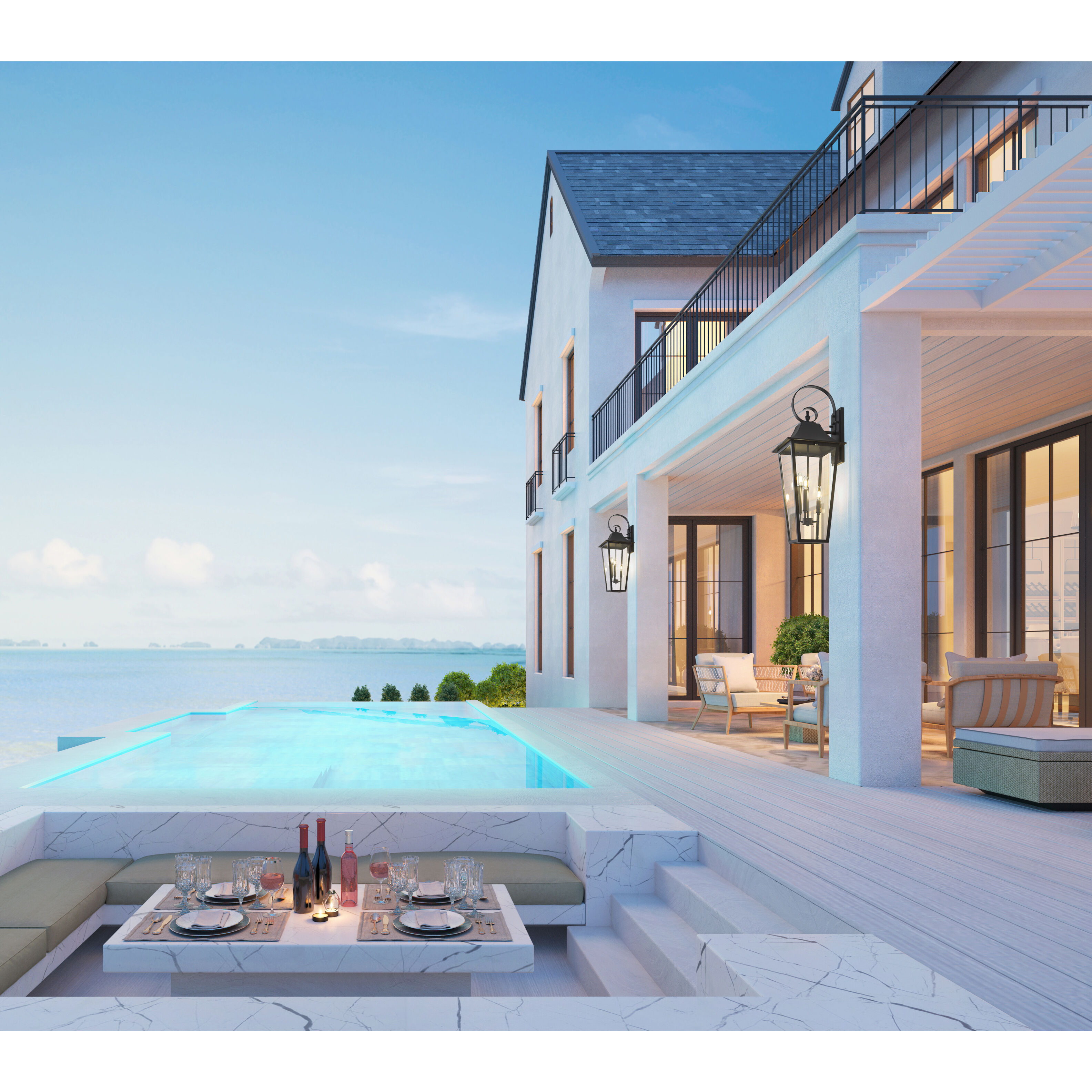 Gannon 3 Light 33.25 inch Black Outdoor Wall Light in G9