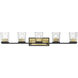 Bleeker Street 5 Light 42.5 inch Matte Black and Olde Brass Vanity Wall Light
