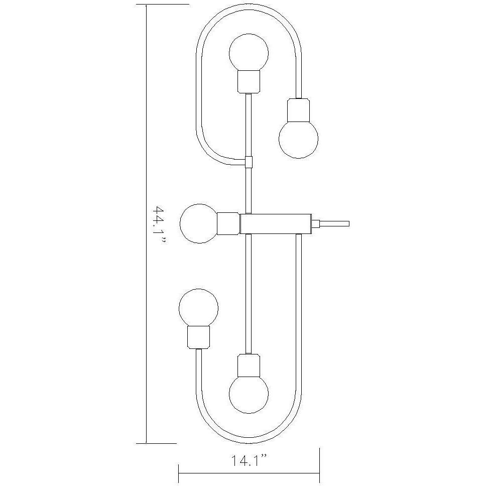 Neutra 5 Light 44 inch Matte Black and Polished Nickel Linear Chandelier Ceiling Light