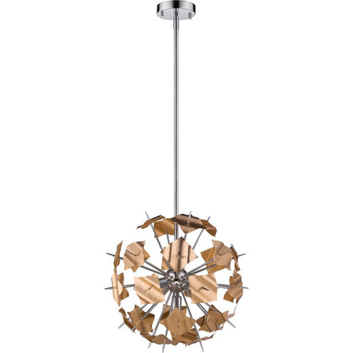 Branam 5 Light 18 inch Chrome/Champagne Pendant Ceiling Light in 7, Chrome and Champagne