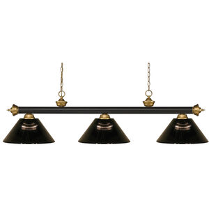 Riviera 3 Light 57 inch Bronze and Satin Gold Billiard Ceiling Light in Smoke Acrylic, 10.65