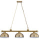 Cordon 3 Light 55.25 inch Heritage Brass Billiard Ceiling Light in Heritage Brass Metal and Glass