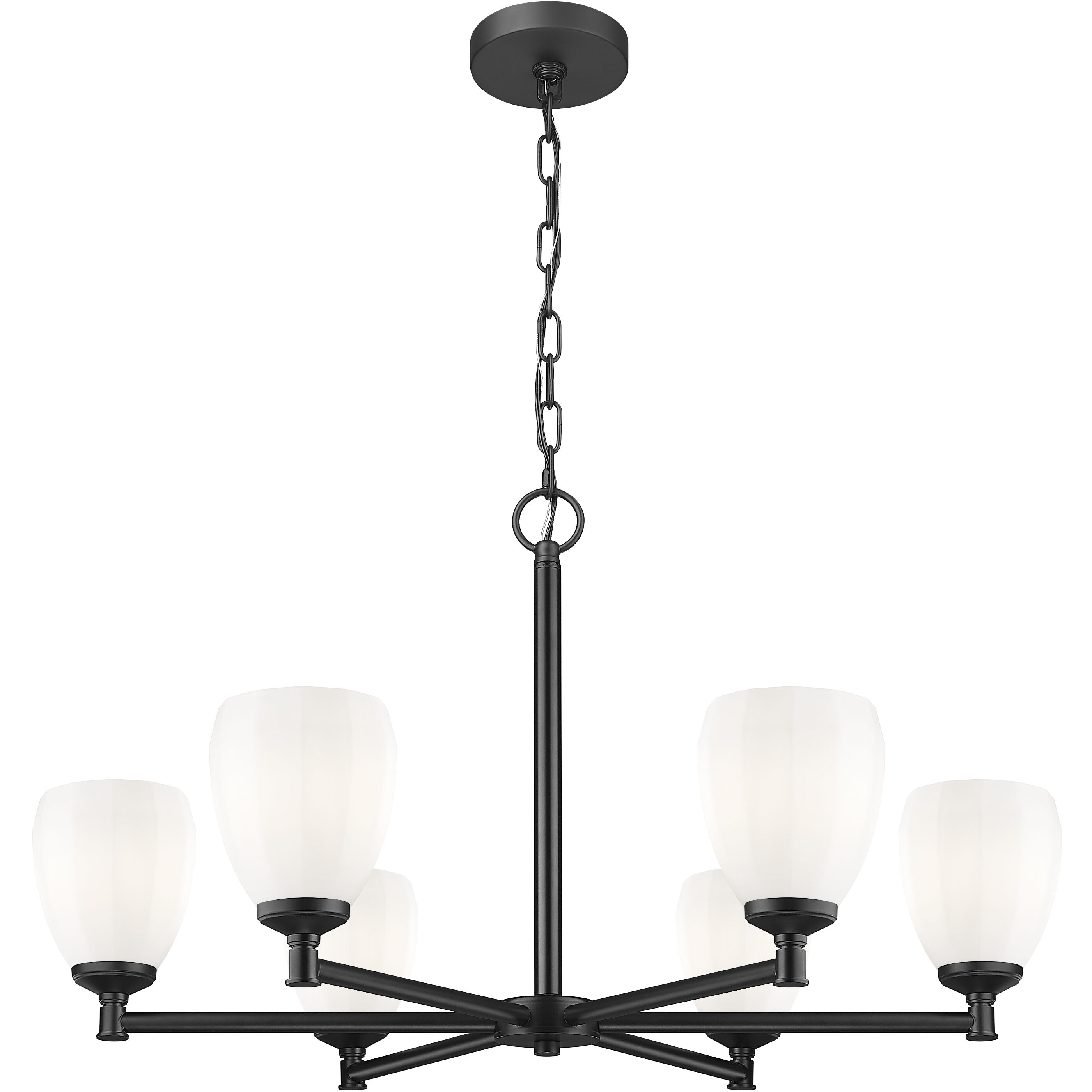 Oren 6 Light 32 inch Matte Black Chandelier Ceiling Light