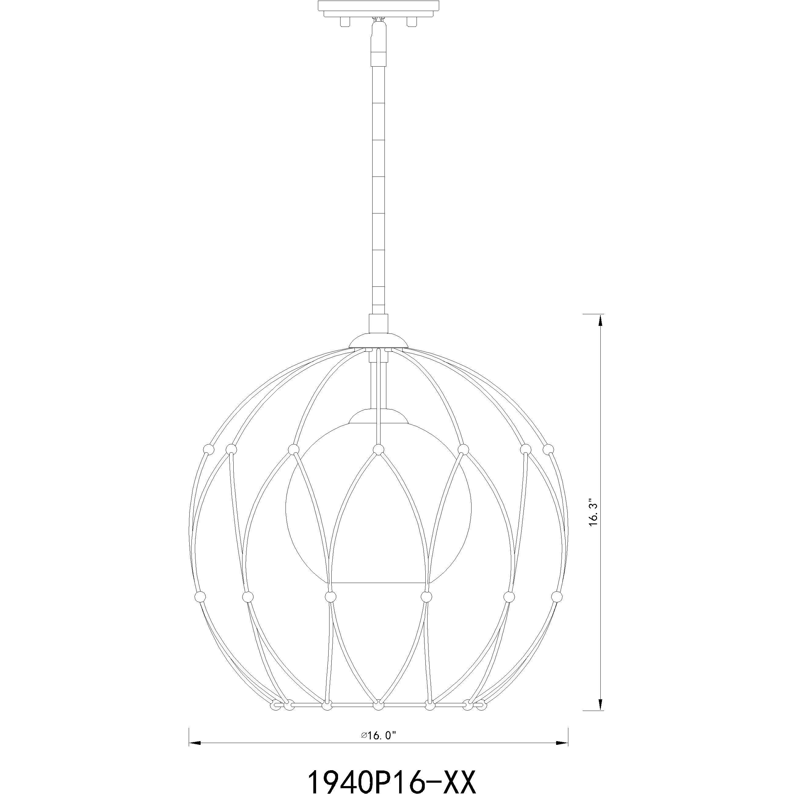 Elle 1 Light 16 inch Matte Black Pendant Ceiling Light