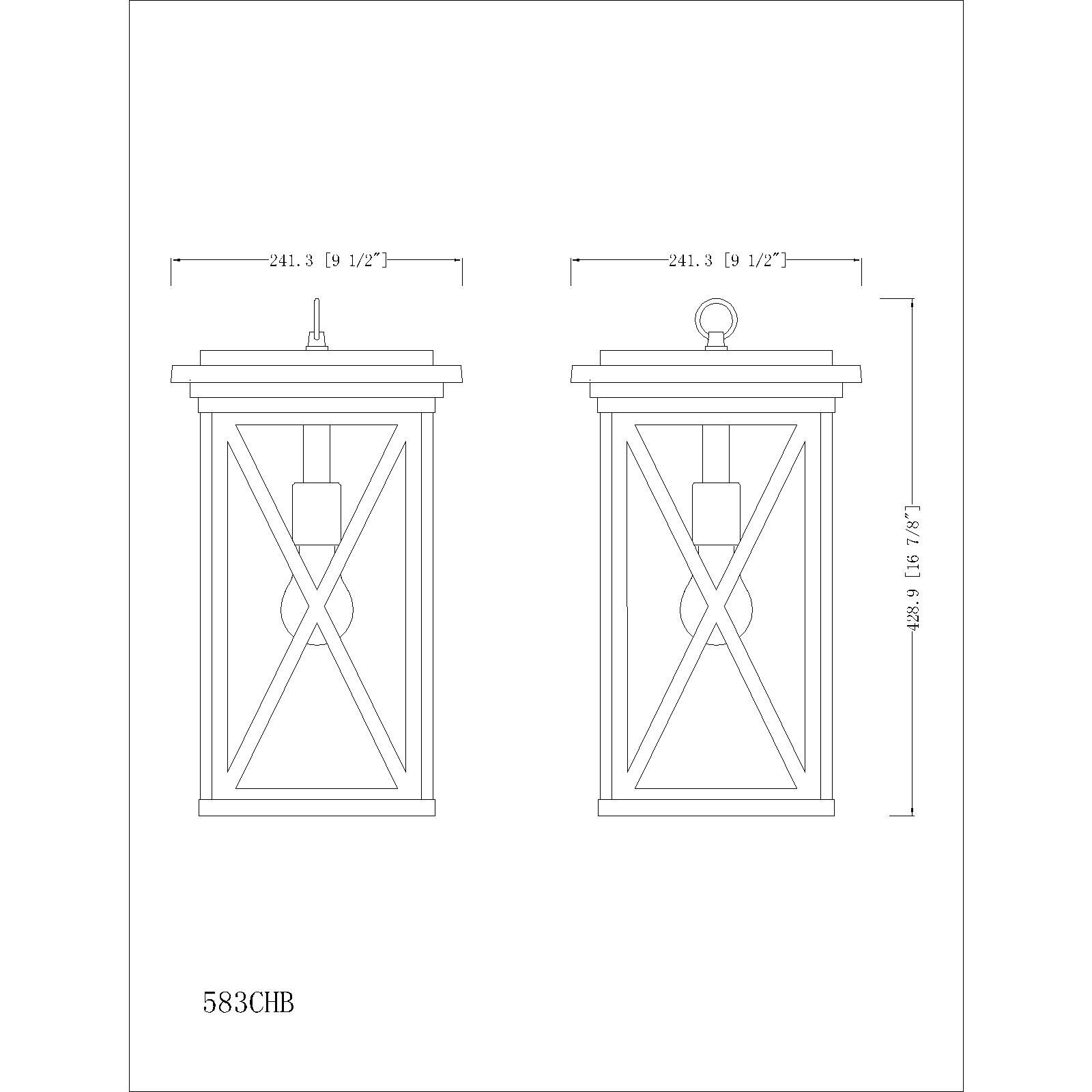 Brookside 1 Light 9.5 inch Black Outdoor Chain Mount Ceiling Fixture