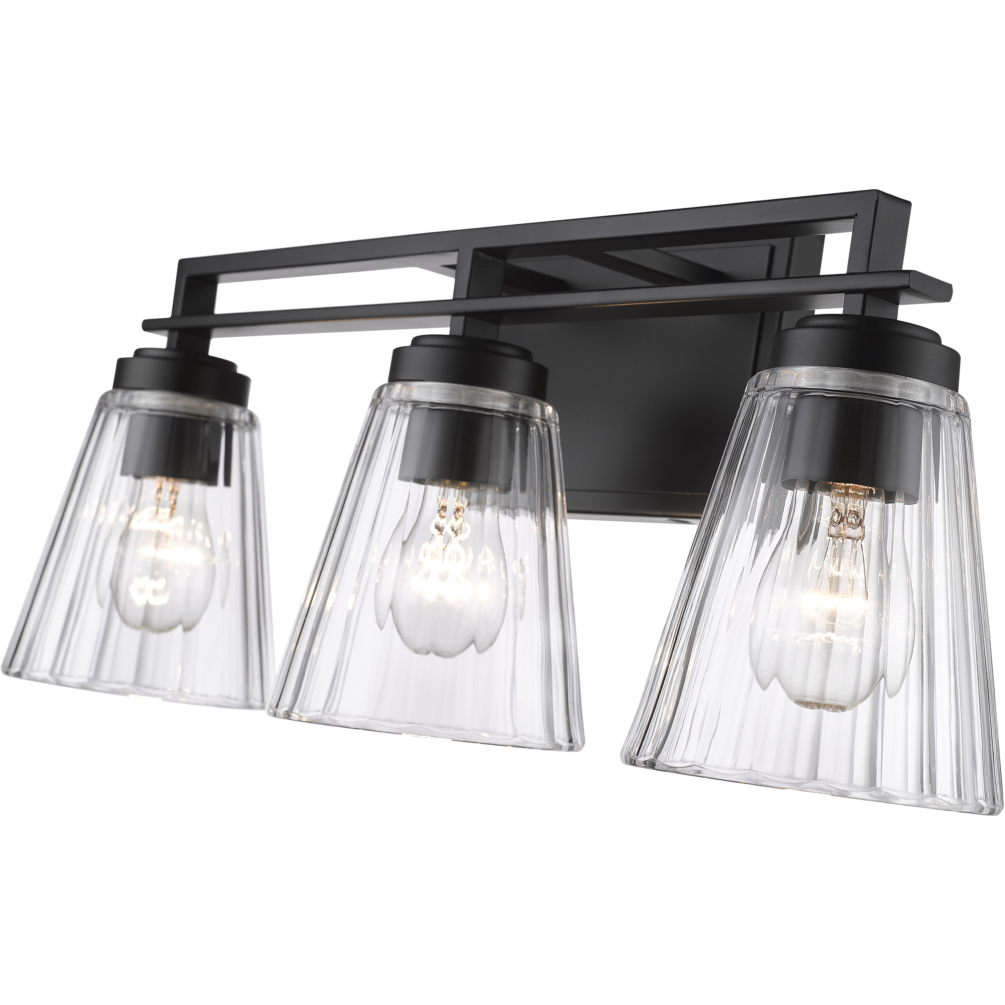 Lyna 3 Light 22 inch Matte Black Vanity Wall Light