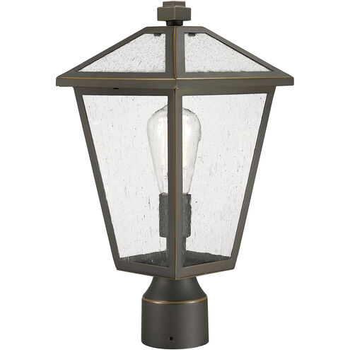 Talbot 1 Light 16.5 inch Oil Rubbed Bronze Outdoor Post Mount Fixture in Seedy Glass