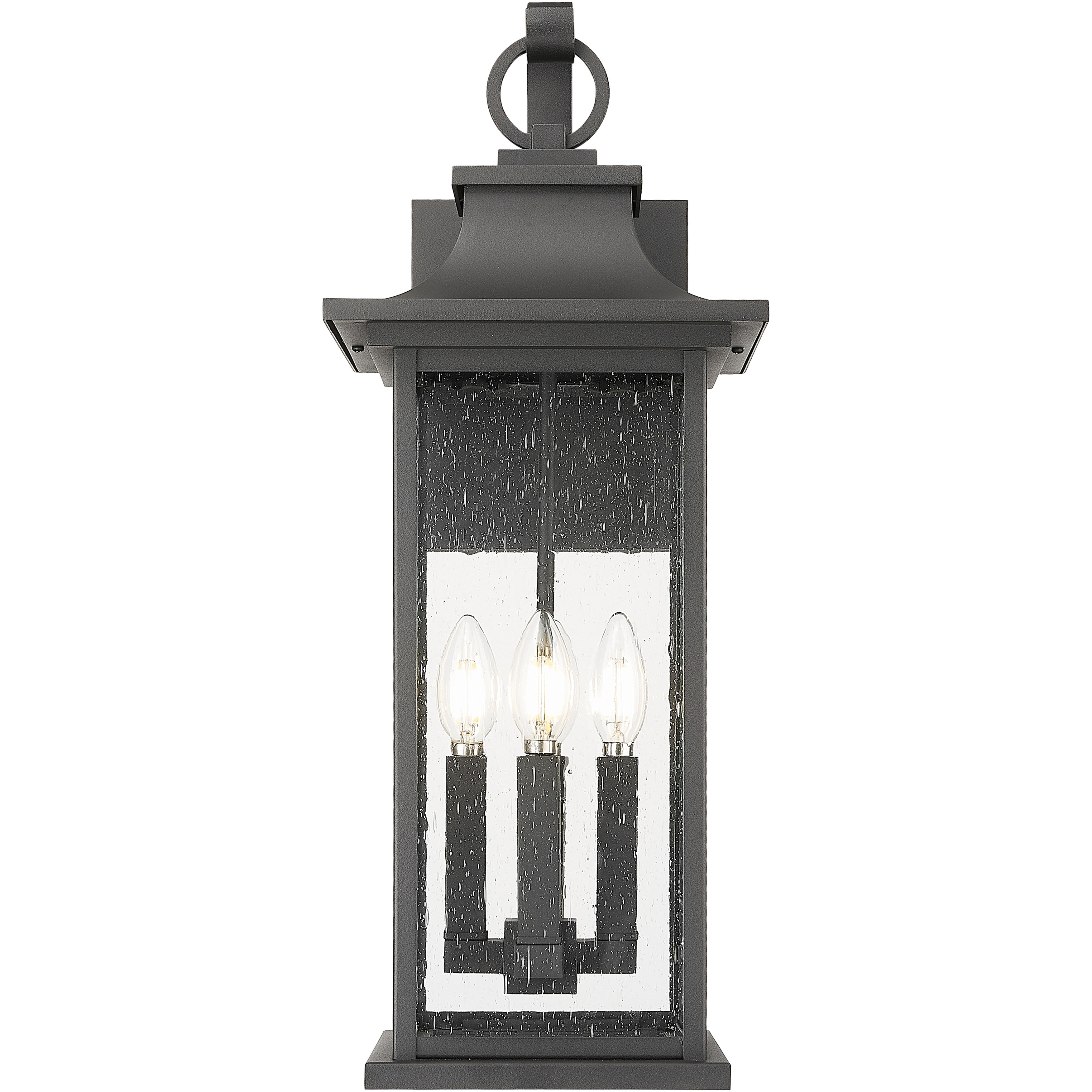 Tiberius 4 Light 24 inch Black Outdoor Wall Light in Clear Seedy Glass
