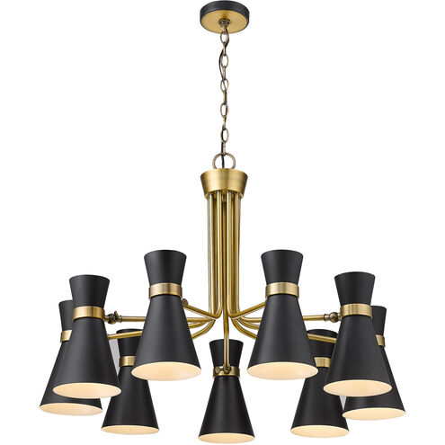Soriano 9 Light 32 inch Matte Black/Heritage Brass Chandelier Ceiling Light