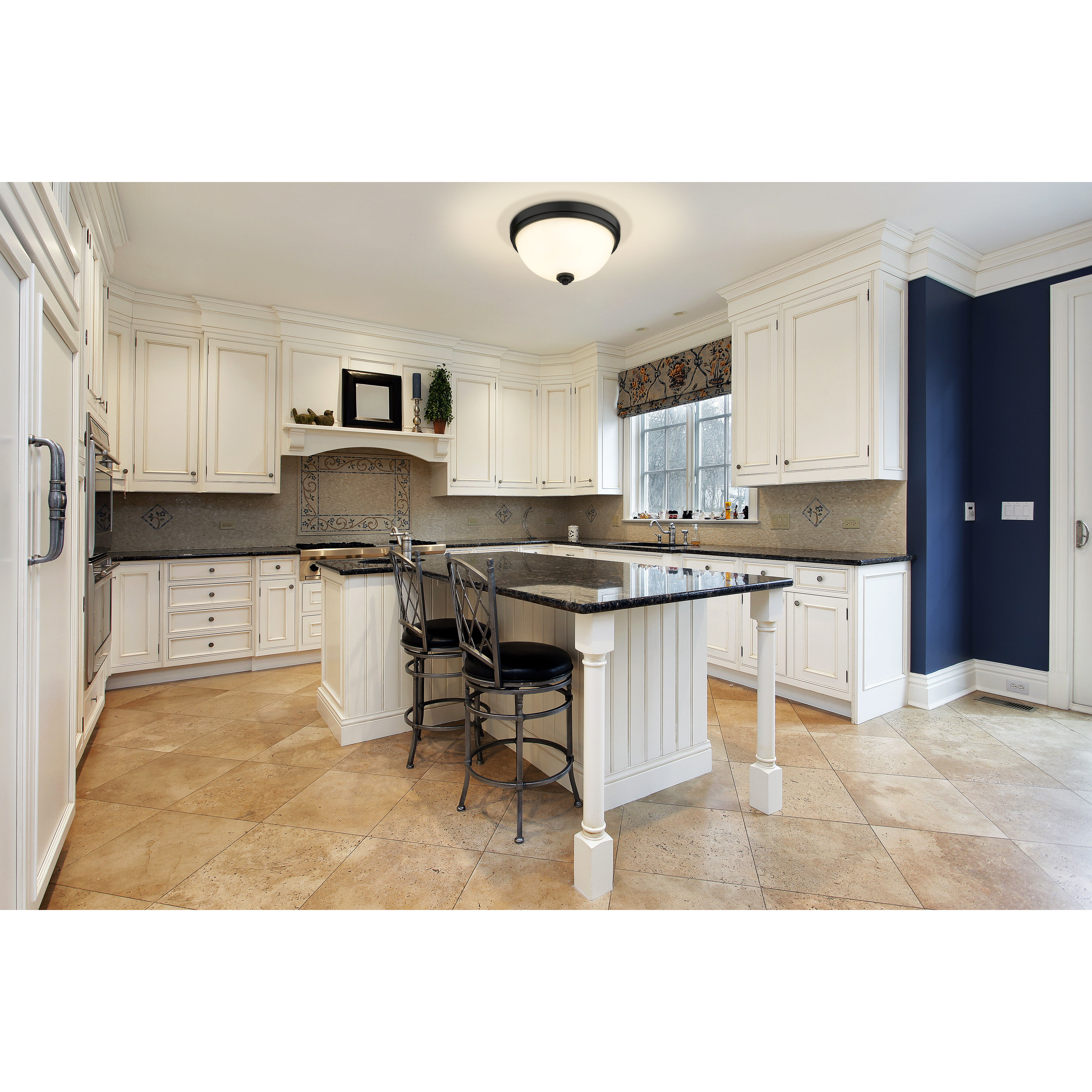 Ashton 3 Light 15 inch Matte Black Flush Mount Ceiling Light in 6