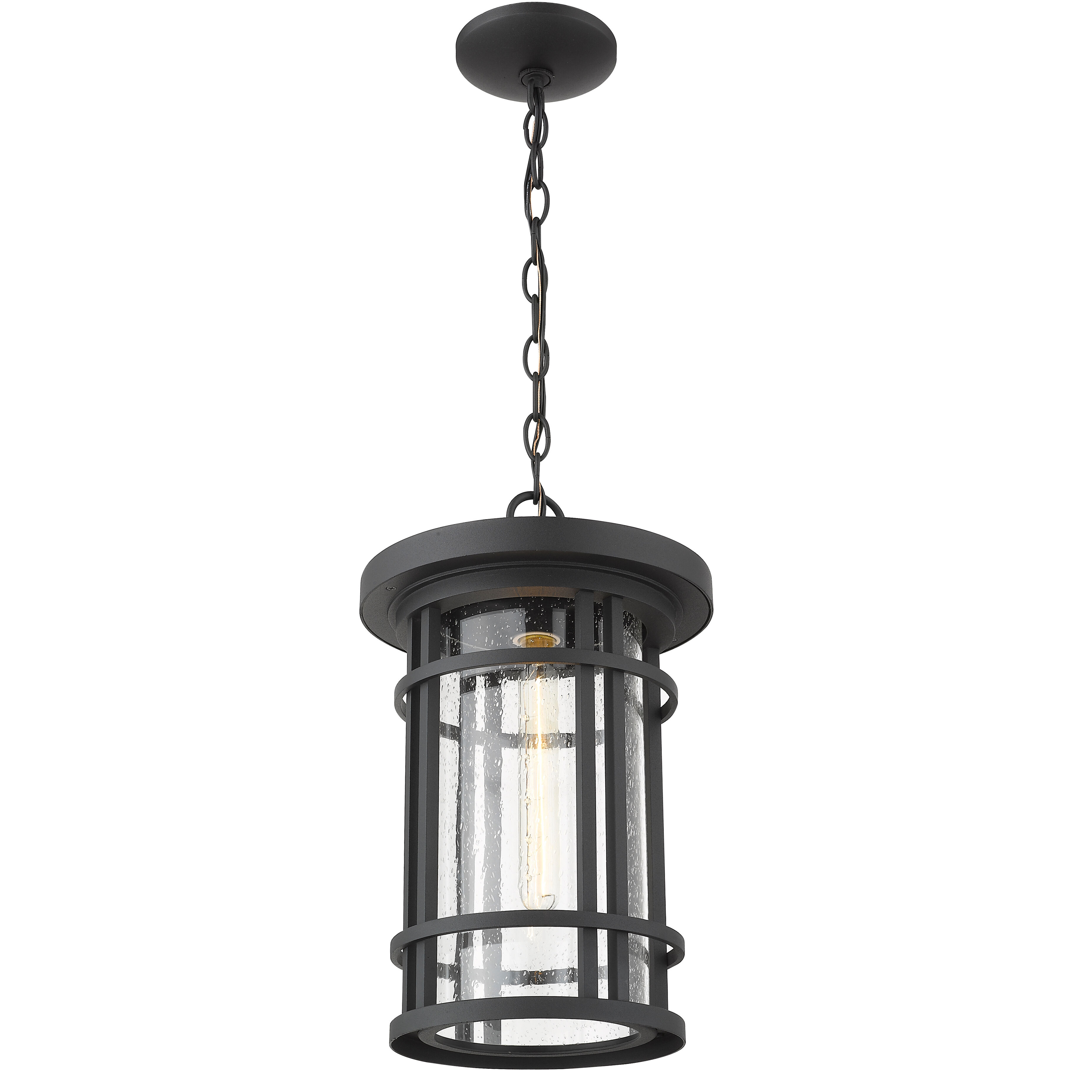 Jordan 1 Light 10 inch Black Outdoor Chain Mount Ceiling Fixture