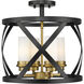 Malcalester 4 Light 15 inch Matte Black and Olde Brass Semi Flush Mount Ceiling Light