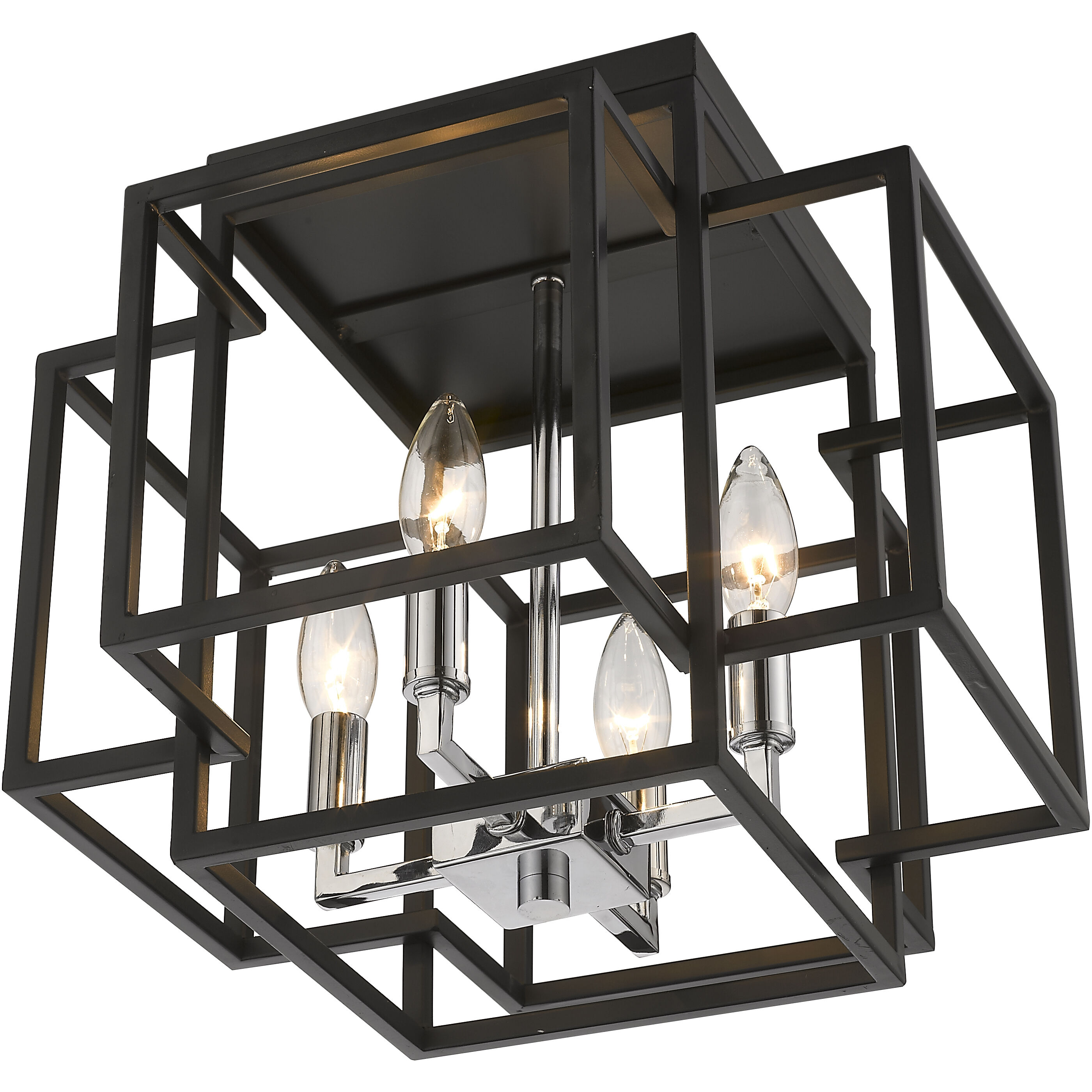 Titania 4 Light 14 inch Black and Chrome Flush Mount Ceiling Light in 5.5