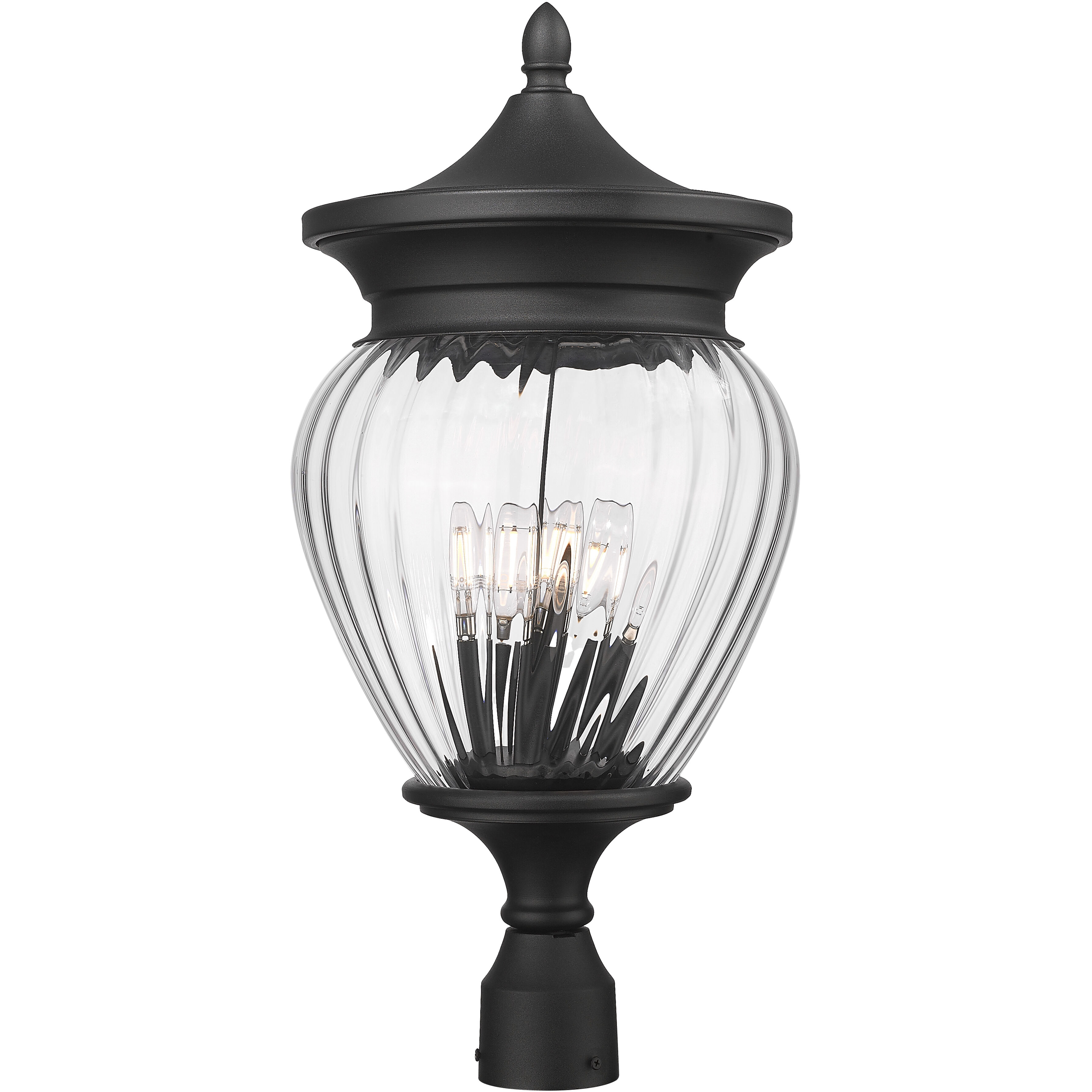 Davina 4 Light 25.25 inch Black Outdoor Post Mounted Fixture in G9