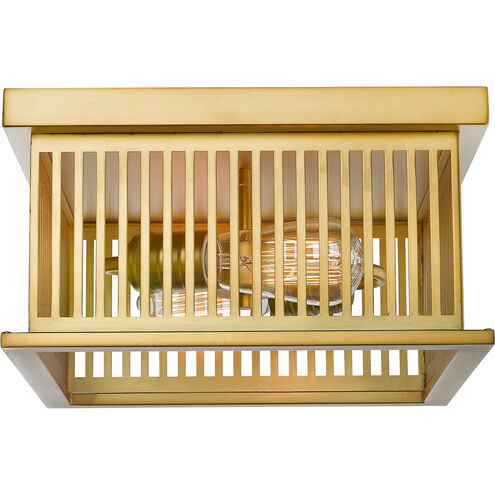 Camellia 2 Light 12 inch Brass Flush Mount Ceiling Light in Brass Steel