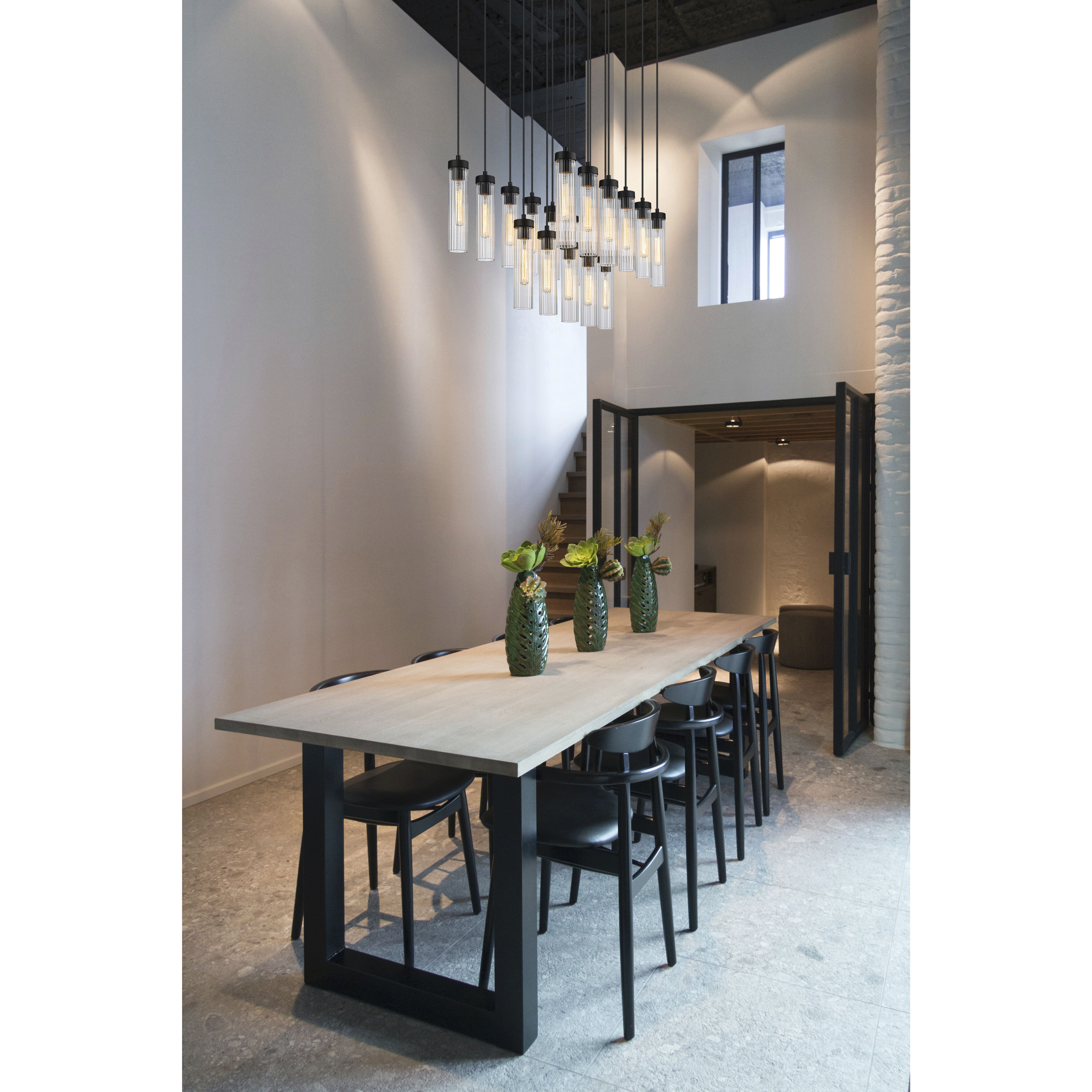 Beau 17 Light 42 inch Matte Black Linear Chandelier Ceiling Light