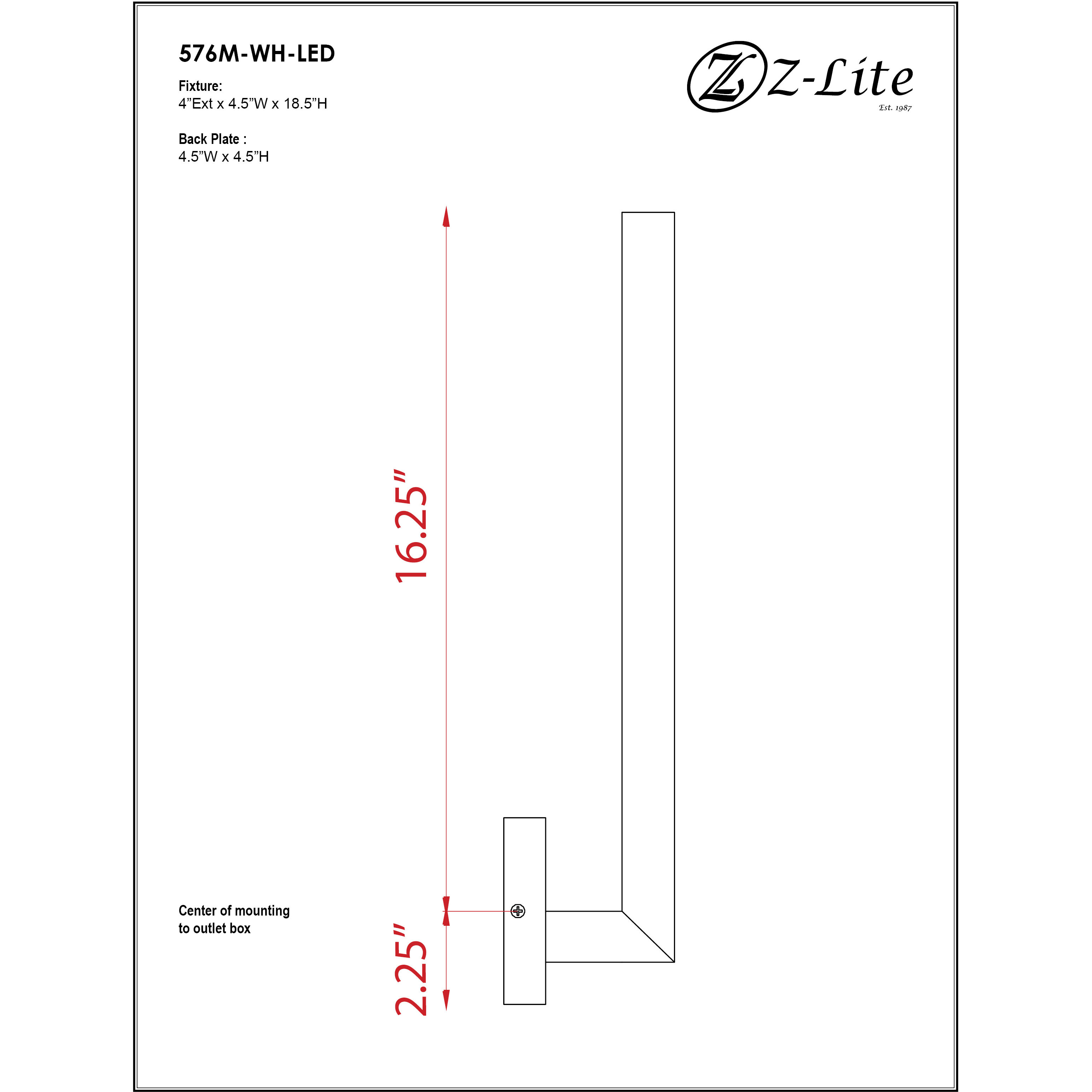 Edge LED 18.5 inch White Outdoor Wall Light