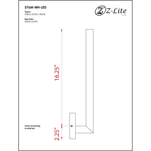 Edge LED 18.5 inch White Outdoor Wall Light