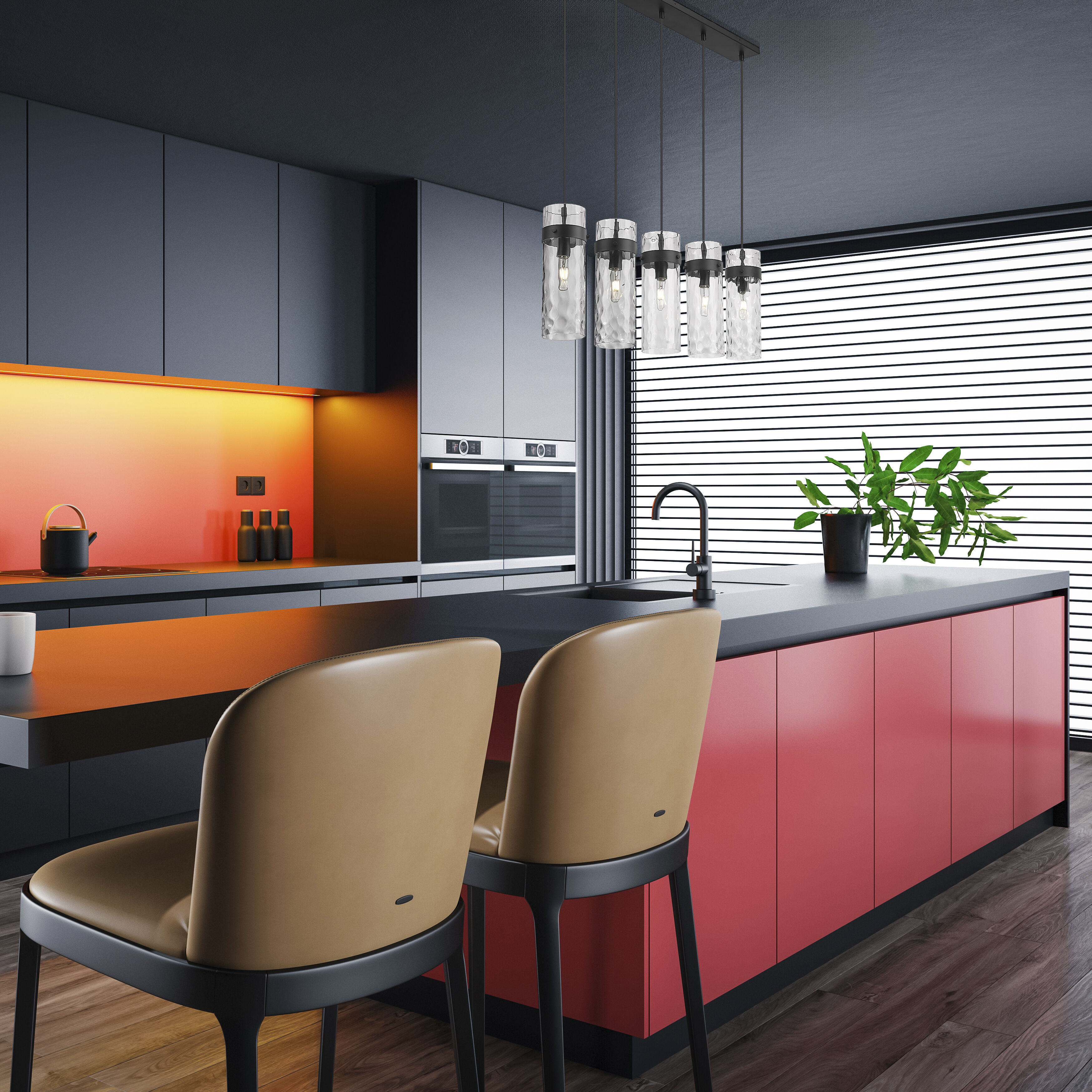 Fontaine Linear Chandelier Ceiling Light in Matte Black