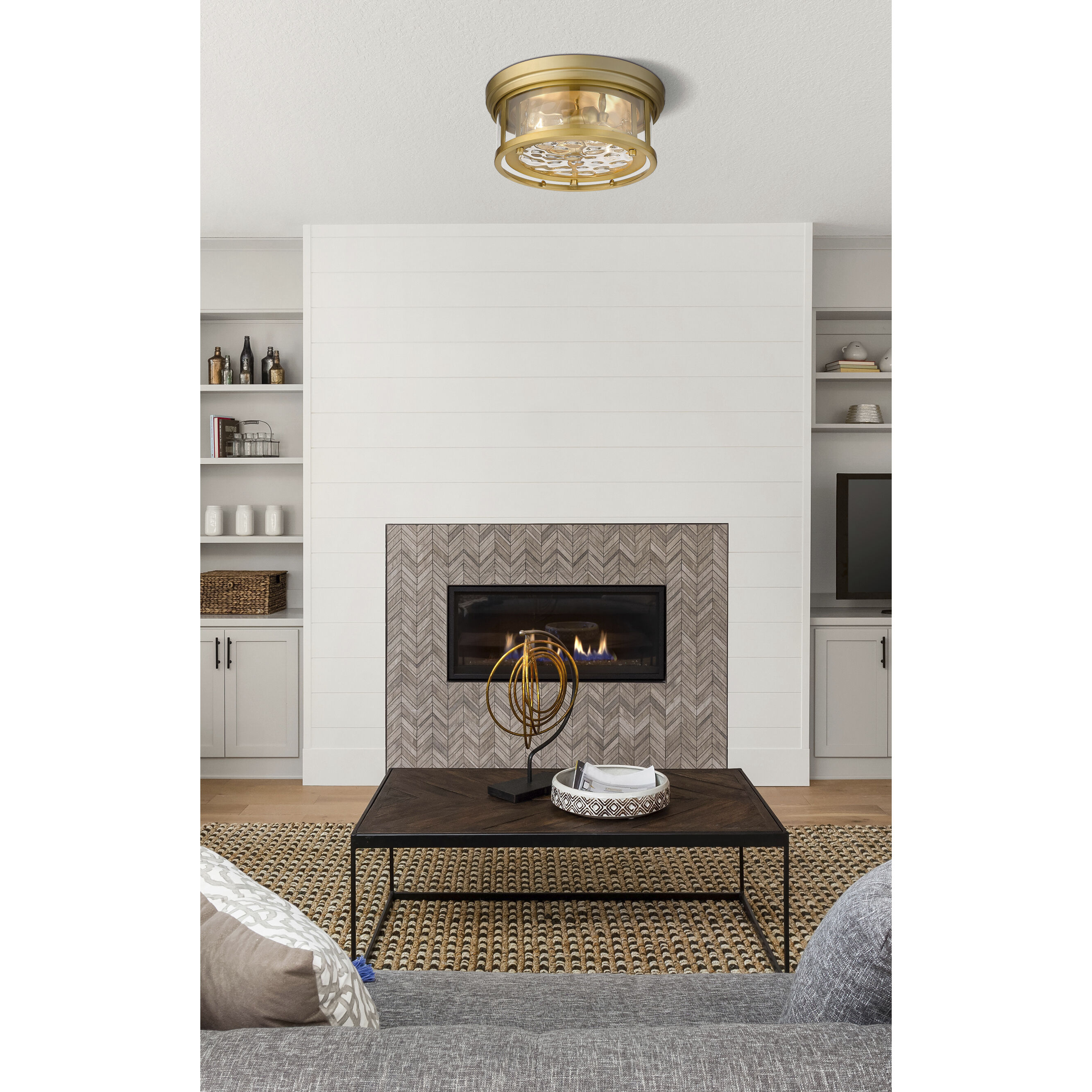 Clarion 2 Light 12 inch Olde Brass Flush Mount Ceiling Light in Oil Rubbed Bronze