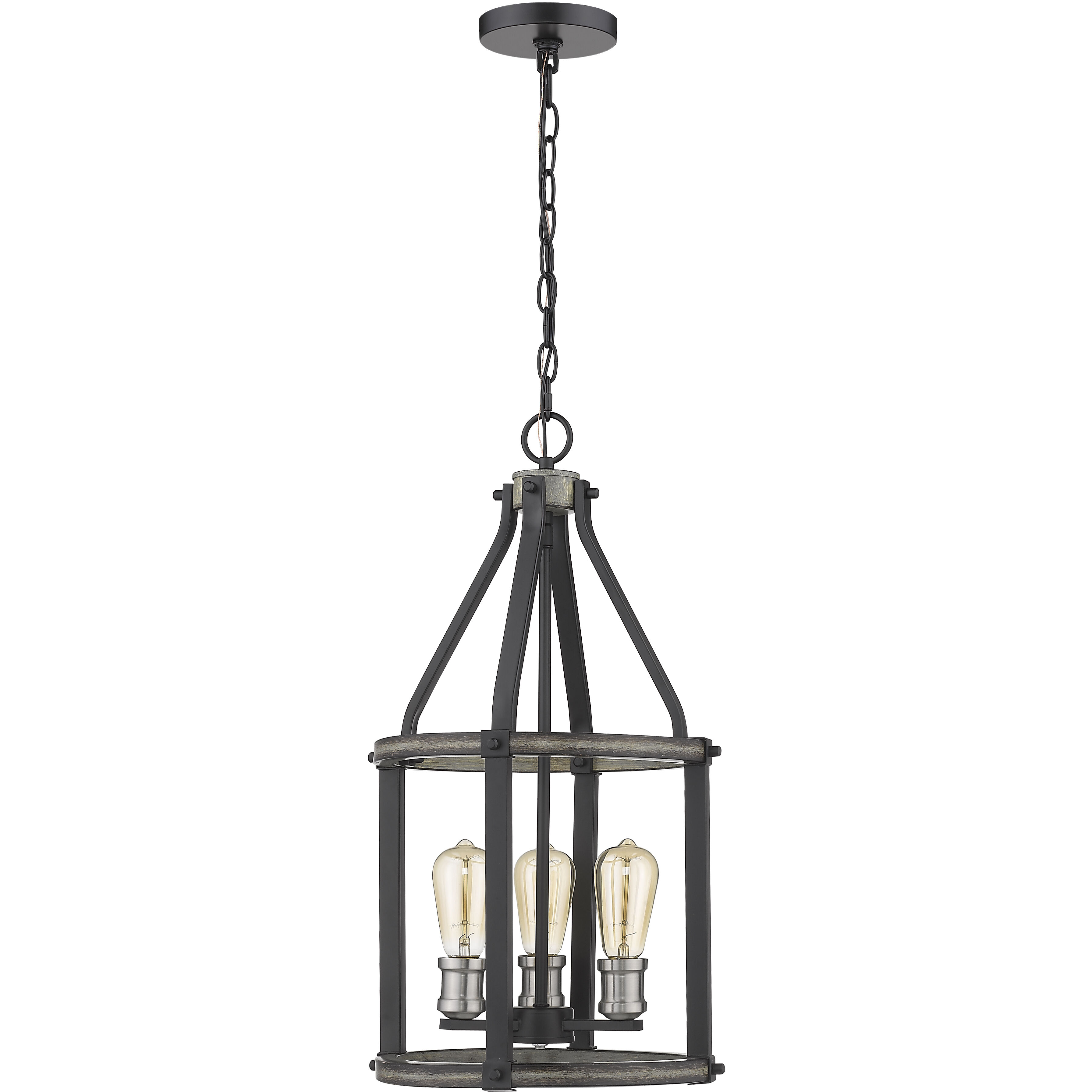Kirkland 3 Light 12 inch Ashen Barnboard Pendant Ceiling Light