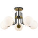 Parsons 5 Light 27 inch Matte Black and Olde Brass Semi Flush Mount Ceiling Light