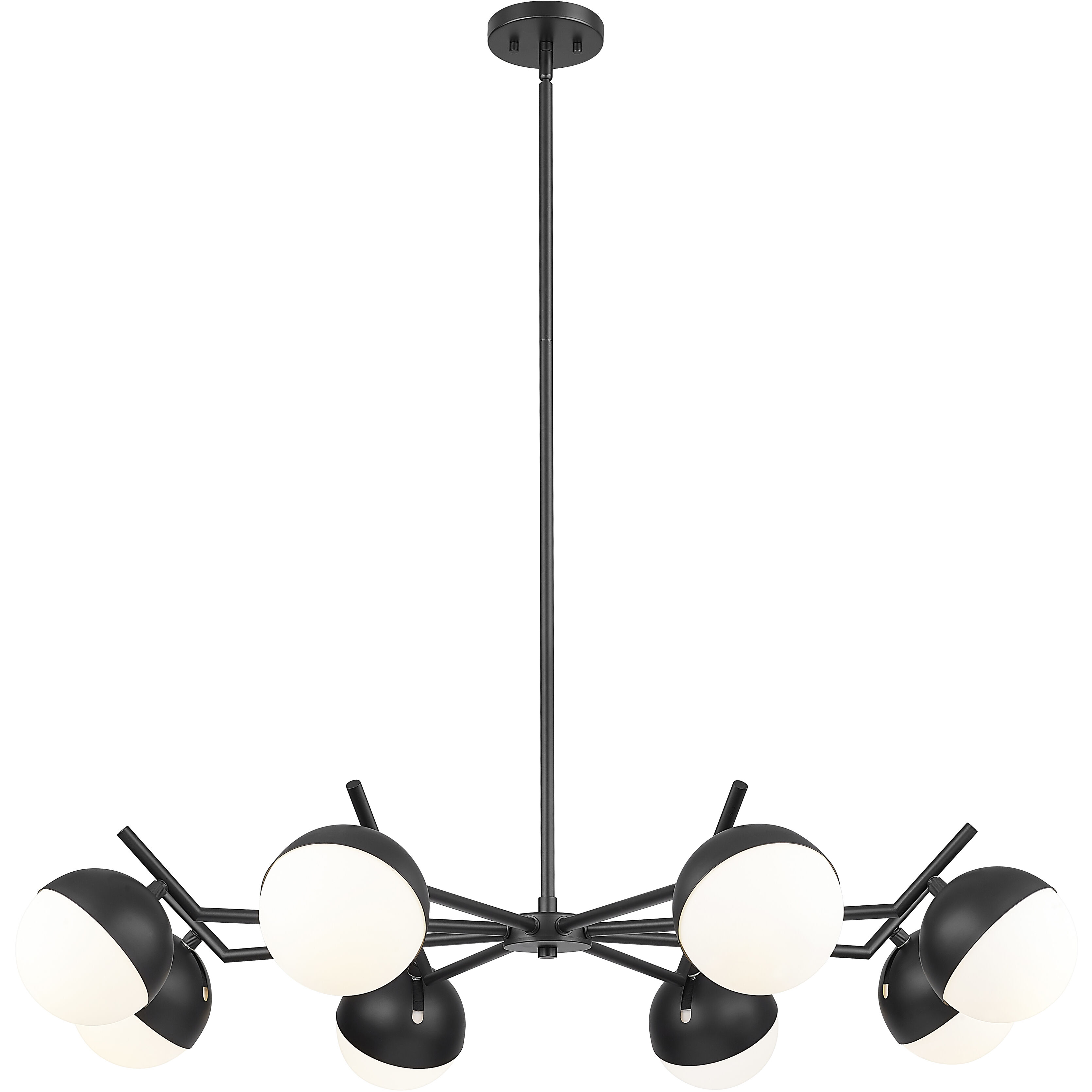 Realm Sphere 8 Light 44 inch Matte Black Chandelier Ceiling Light