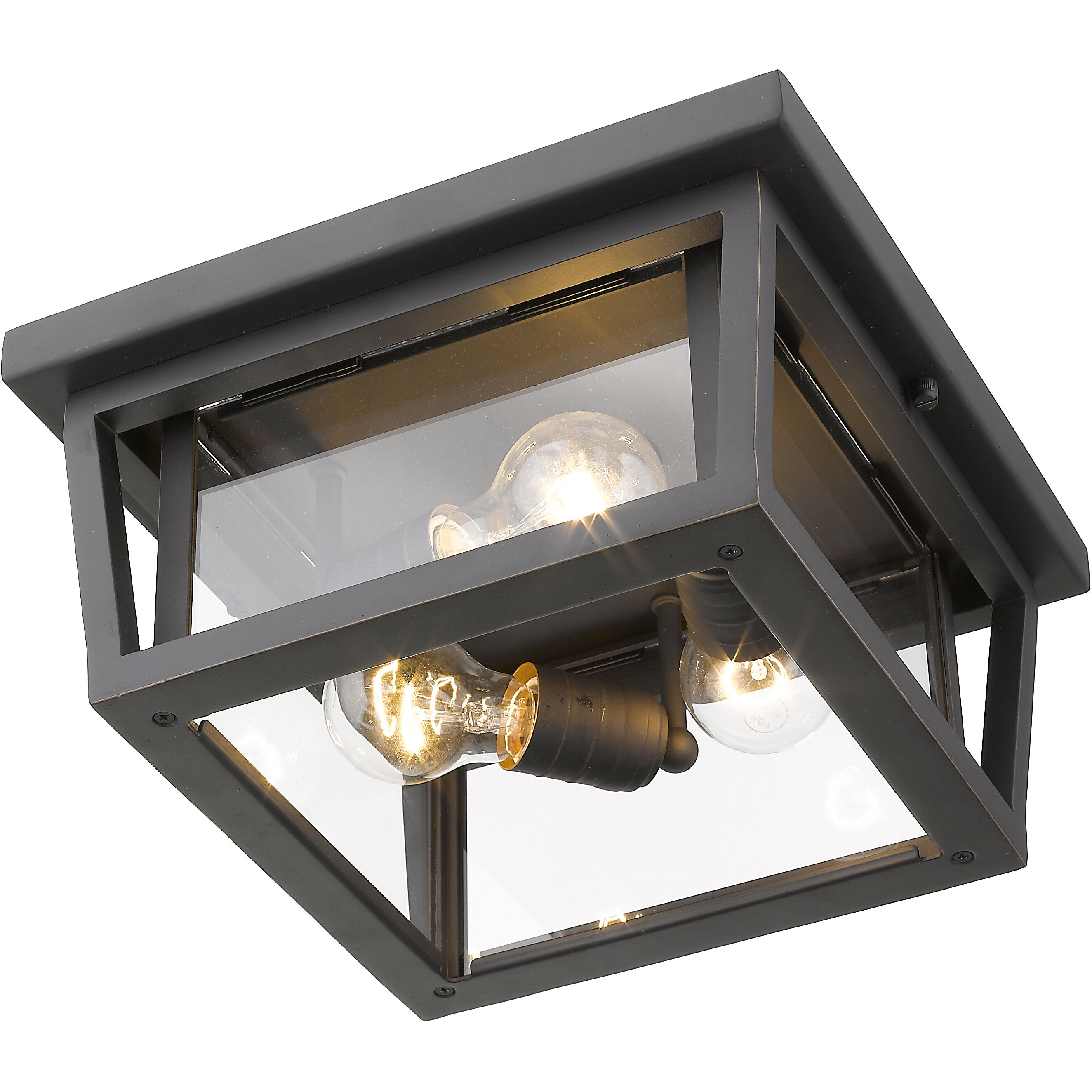 Seoul 3 Light 12 inch Oil Rubbed Bronze Outdoor Flush Mount