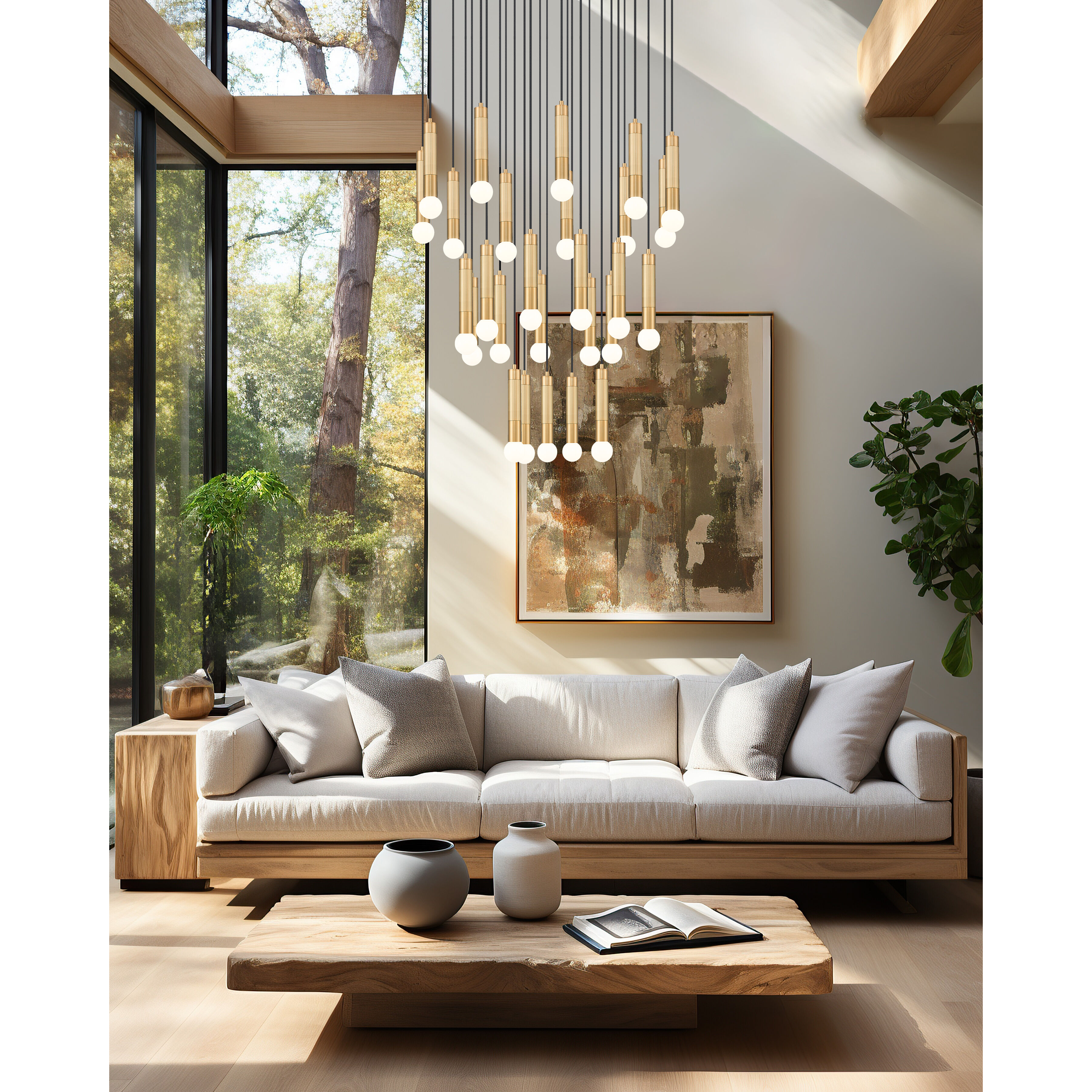 Stari 27 Light 36 inch Modern Gold Chandelier Ceiling Light
